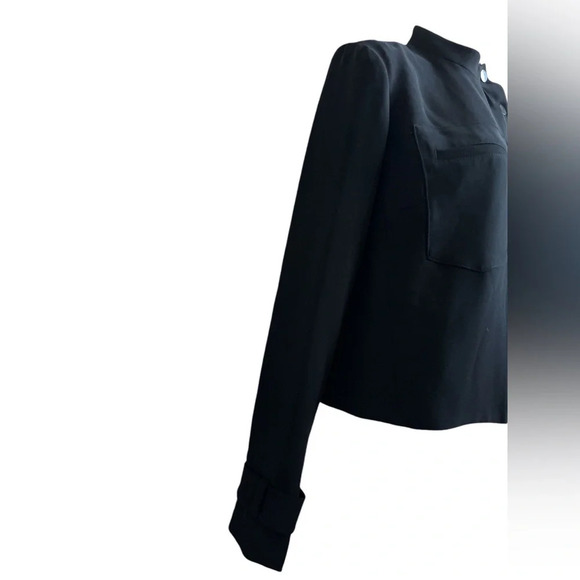 Rachel Roy RACHEL Black Mock Neck Moto Jacket Blazer, Size 4 - Picture 4 of 10